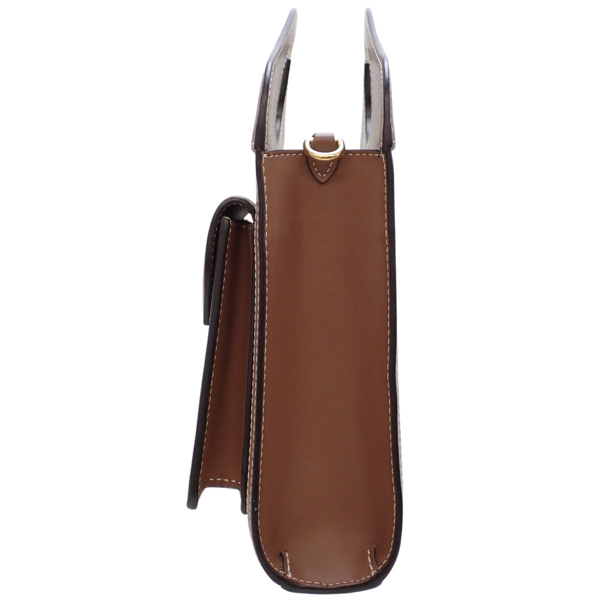 ミニポケット バッグ レザー キャンバス ブラウン ベージュ 8039361