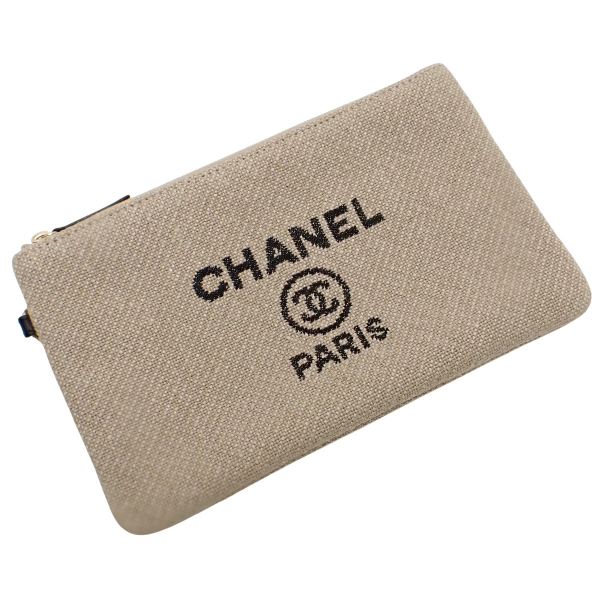CHANEL ドーヴィル ショッピング バッグ キャンバス レザー ベージュ ブラック AS3257