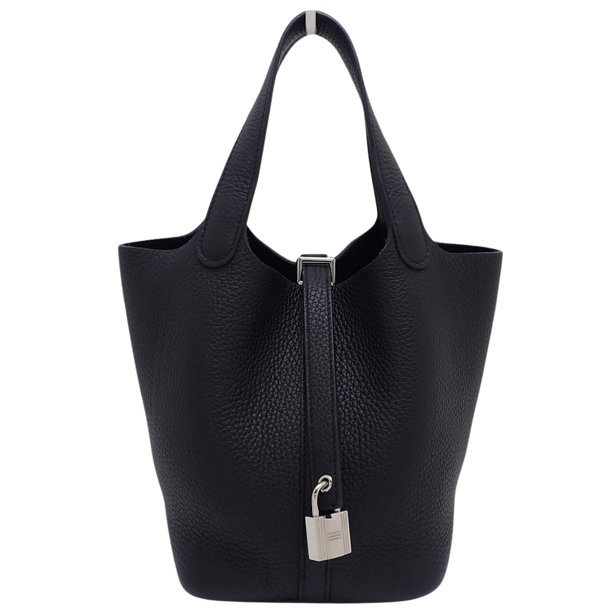 Picotin Lock PM, Taurillon Clemence, Black, Silver Hardware, B Stamp