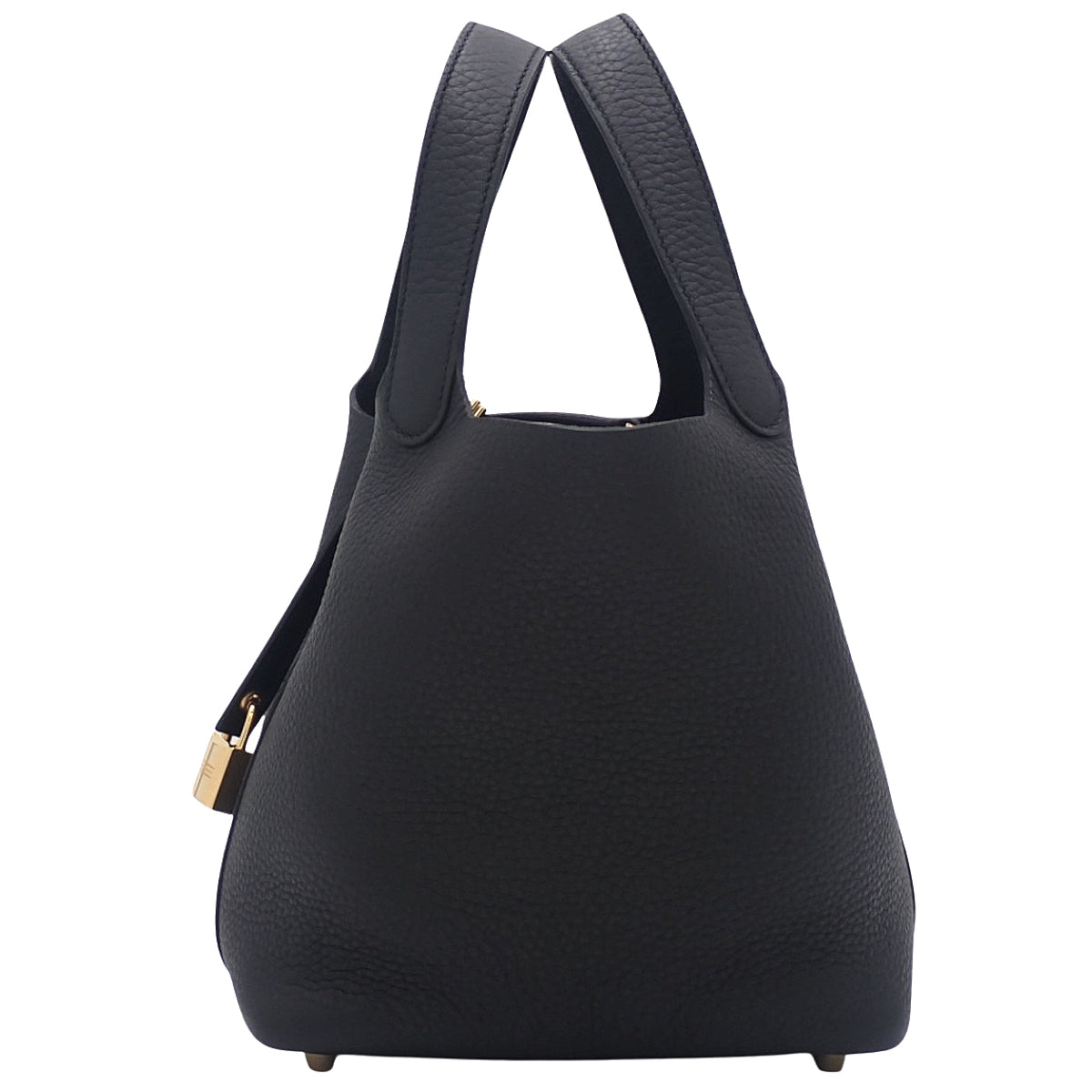 Picotin Lock PM Taurillon Clemence Black Gold Hardware K stamp
