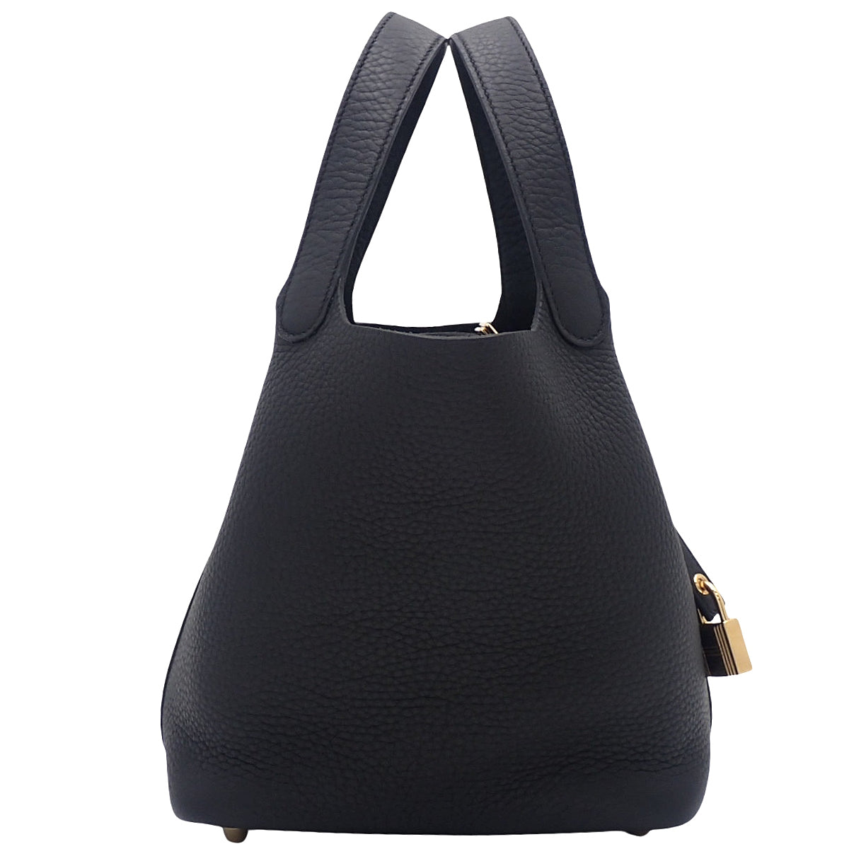 Picotin Lock PM Taurillon Clemence Black Gold Hardware K stamp
