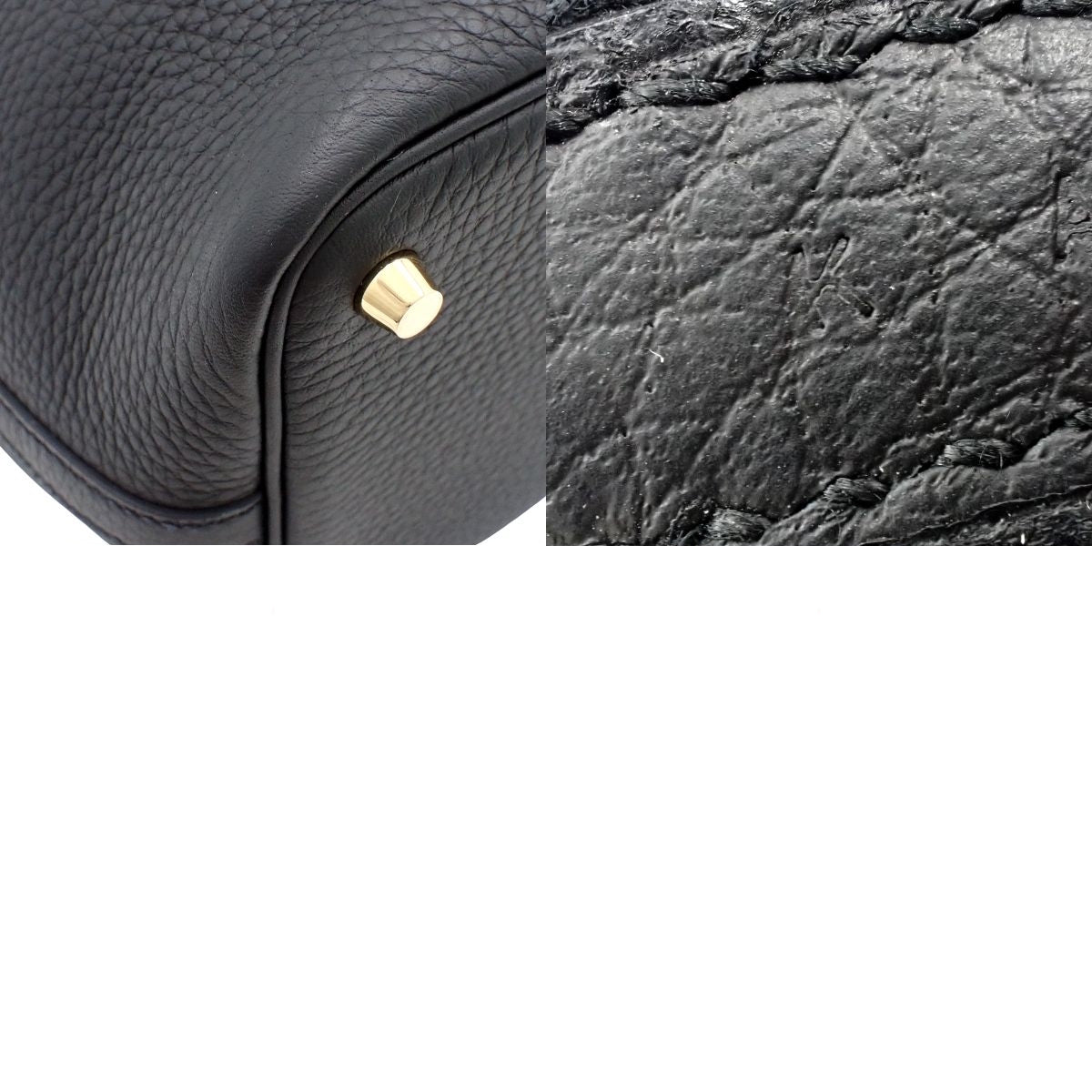 Picotin Lock PM Taurillon Clemence Black Gold Hardware K stamp