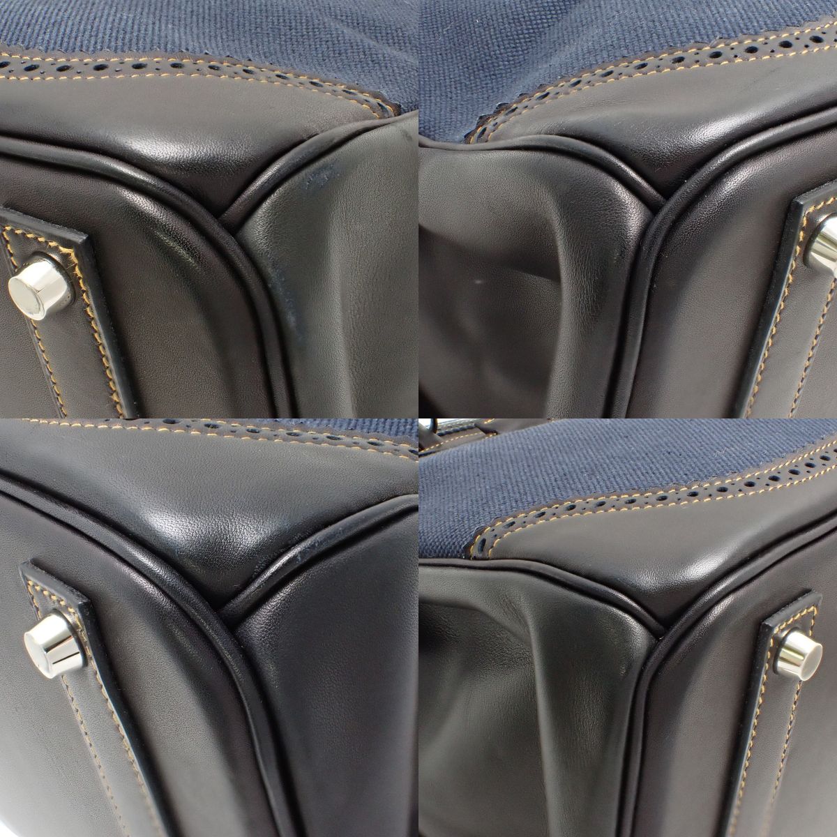 Birkin 40 Gillies Evercalf Toile H Palladium Hardware Denim Fonce Silver Hardware □Q Stamp