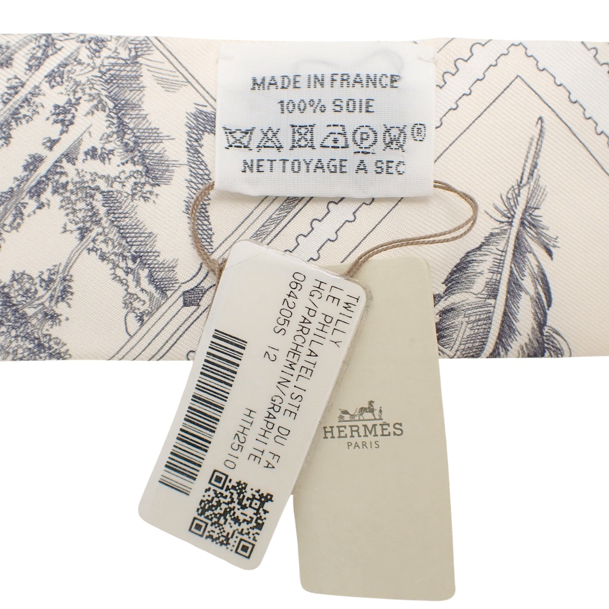 Le Philateliste du Faubourg Parchemin Faubourg Stamp Collector Twilly Silk Parchment Graphite Grey H064205S 12