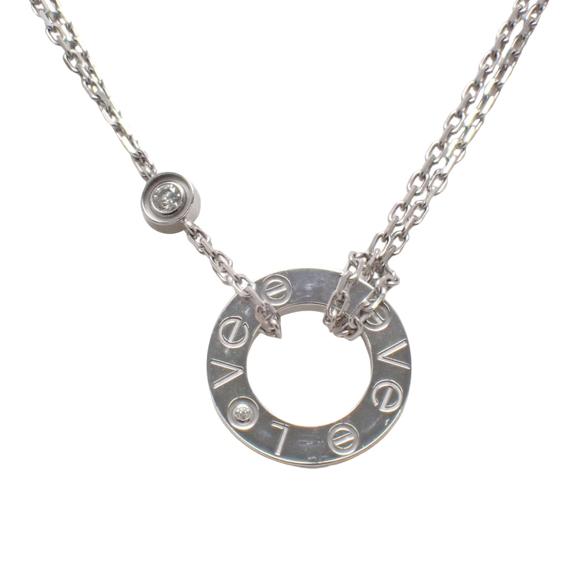 LOVE ネックレス ダイヤモンド ホワイトゴールド K18WG 6.8g
