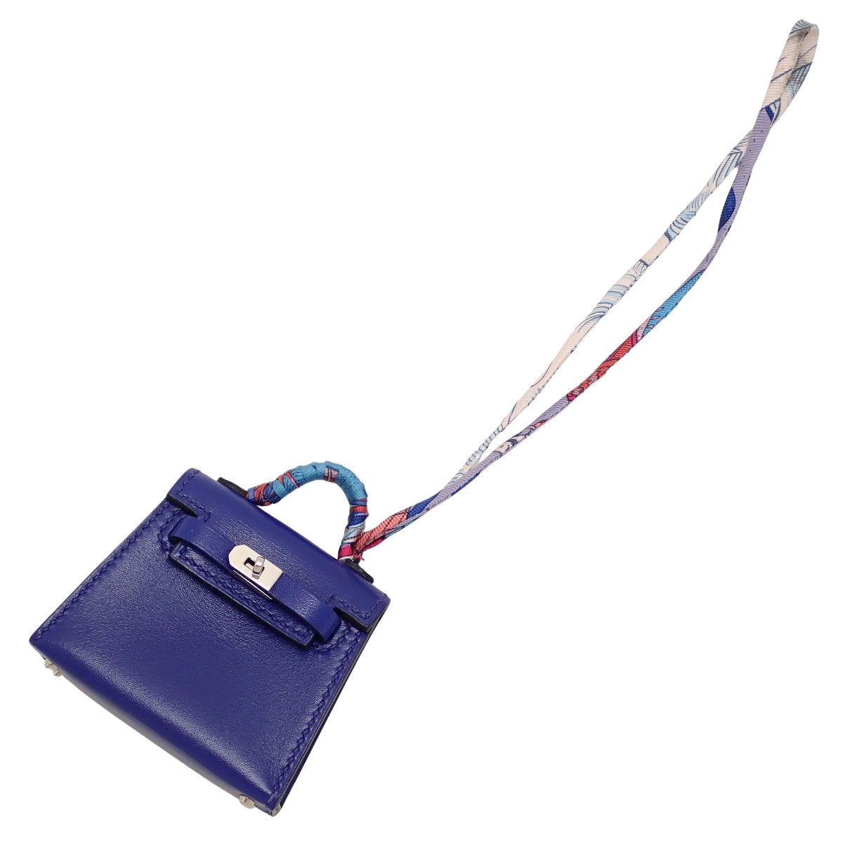 Kelly Twilly Charm Tadelakt Silk Bleu Électrique Silver Hardware Z stamp