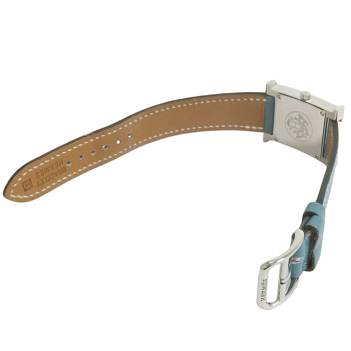 HERMES H Watch HH1.210 SS/Leather Ivory Quartz Ladies'