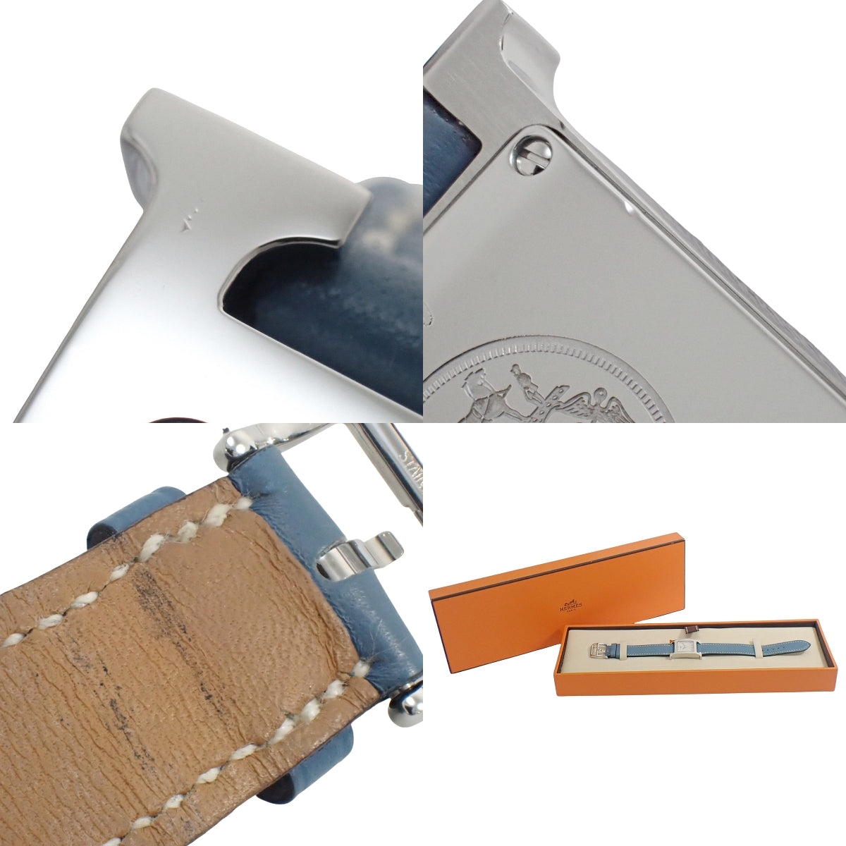 HERMES H Watch HH1.210 SS/Leather Ivory Quartz Ladies'