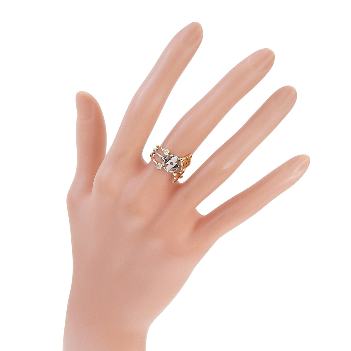 Idylle Blossom Monogram Ring, Diamond, 18K Yellow Gold, 18K White Gold, 18K Rose Gold, Size 49, 5.2g