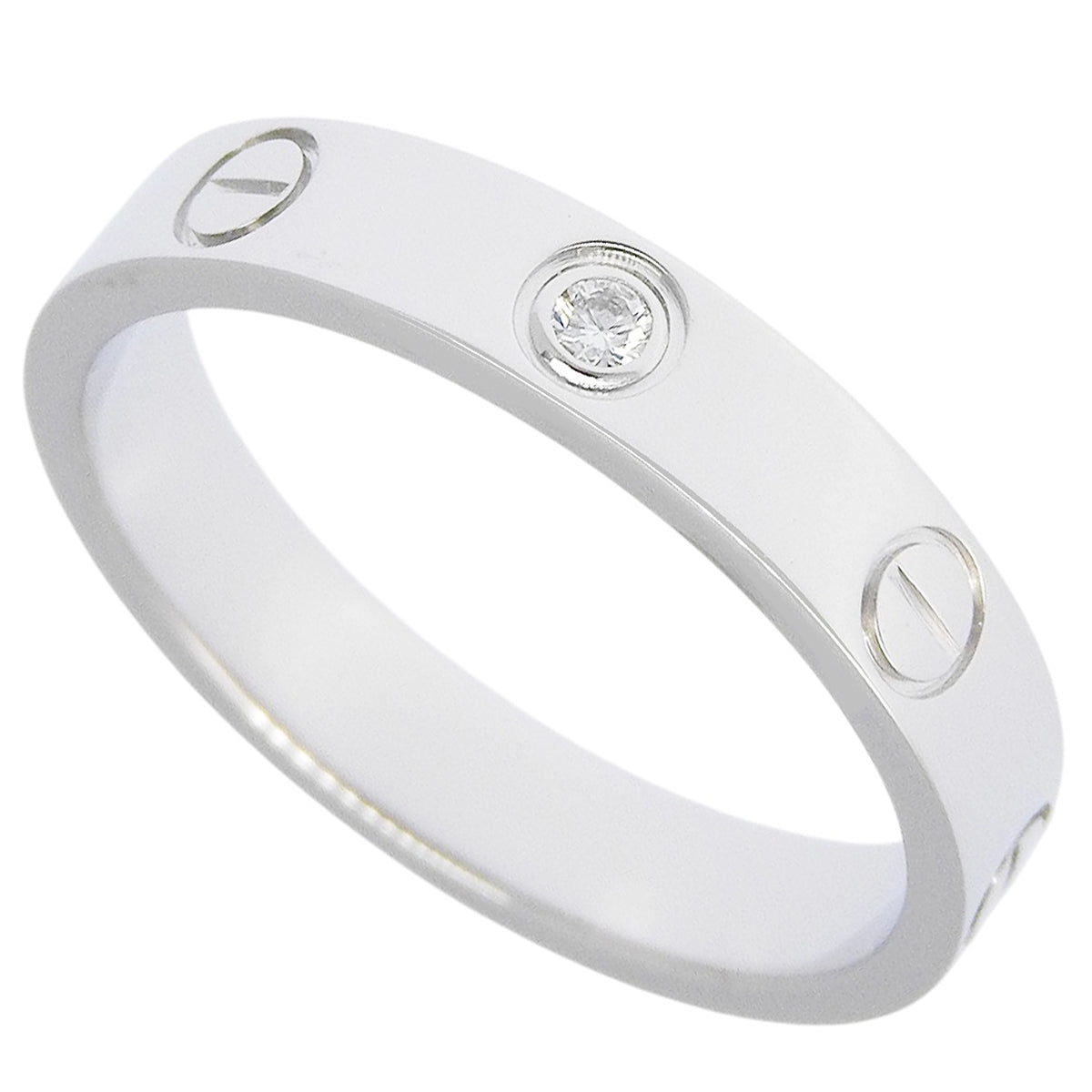 LOVE ring, small model, 1 diamond, 18K white gold, size 53, 4.2g