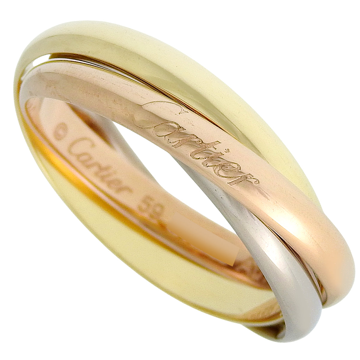 Trinity Ring, Small, B4086100, 18K Yellow Gold/Pink Gold/White Gold, Size 59, 6.1g