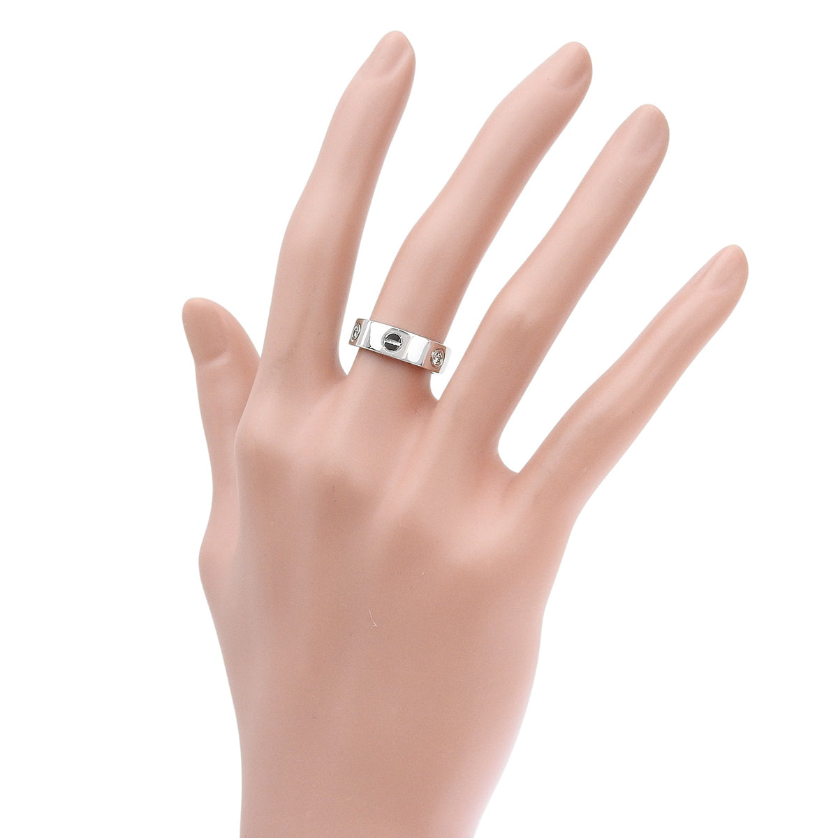 LOVE Ring, classic model, 3 diamonds, 18K white gold (K18WG), size 49, 8.2g
