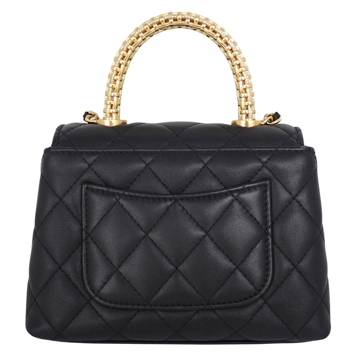 Matelassé Métiers d'Art Limited Strass Coco Handle Chain Shoulder Bag Lambskin Black AS2215