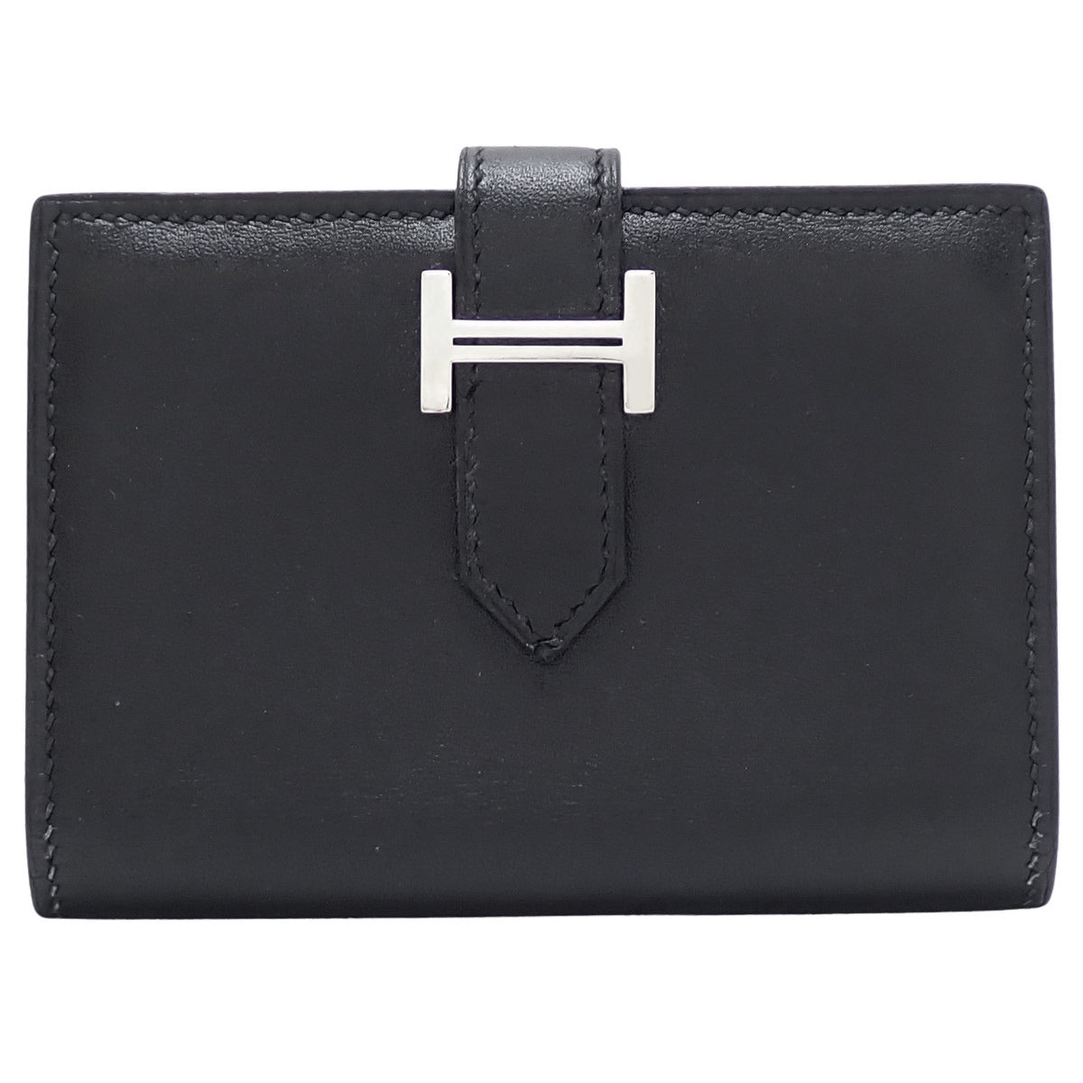 Bearn Card Case, Box Calf, Palladium Hardware, Black, Z stamp