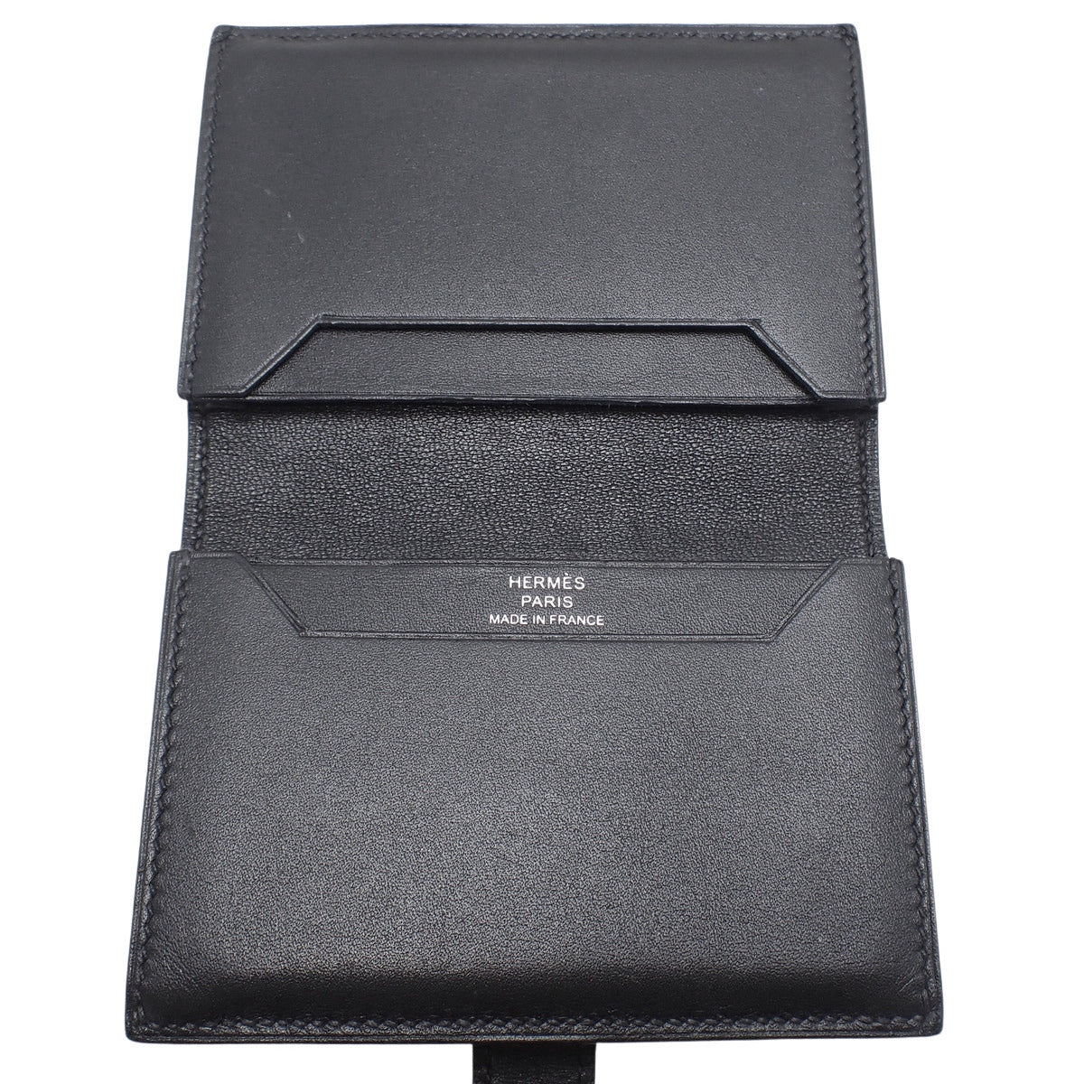 Bearn Card Case, Box Calf, Palladium Hardware, Black, Z stamp
