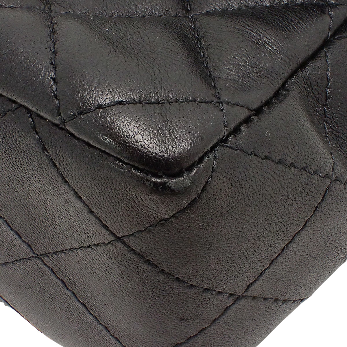 CHANEL Matelassé Mini Flap Chain Shoulder Bag Lambskin Black AS2326