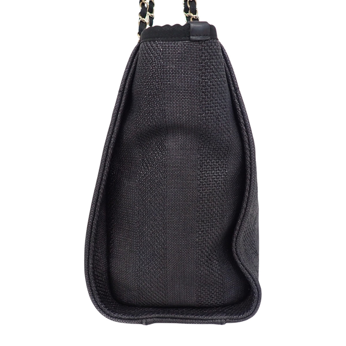 Deauville Shopping Bag Canvas Leather Black AS3257