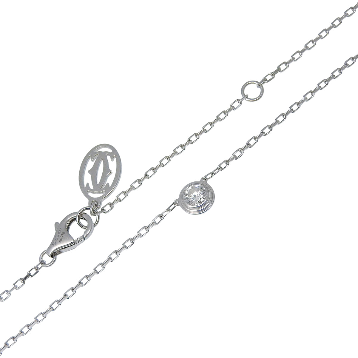 ダムールネックレス ラージモデル ダイヤモンド ホワイトゴールド K18WG 2.8g