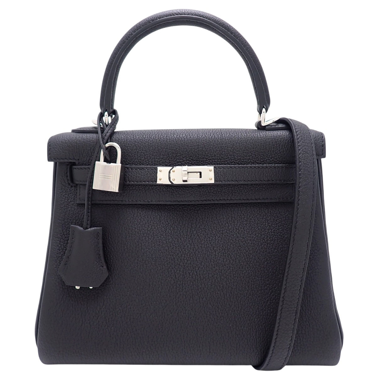 ケリー25 (内縫い) トゴ パラジウム金具 ブラック シルバー金具 W刻印