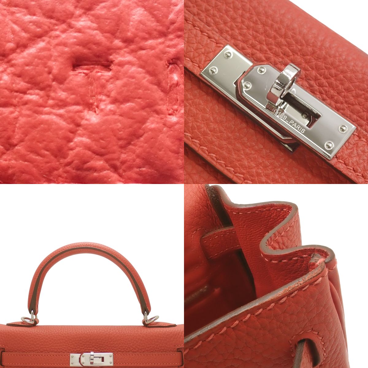 ケリー25 (内縫い) トゴ パラジウム金具 ルージュピヴォワンヌ シルバー金具 T刻印