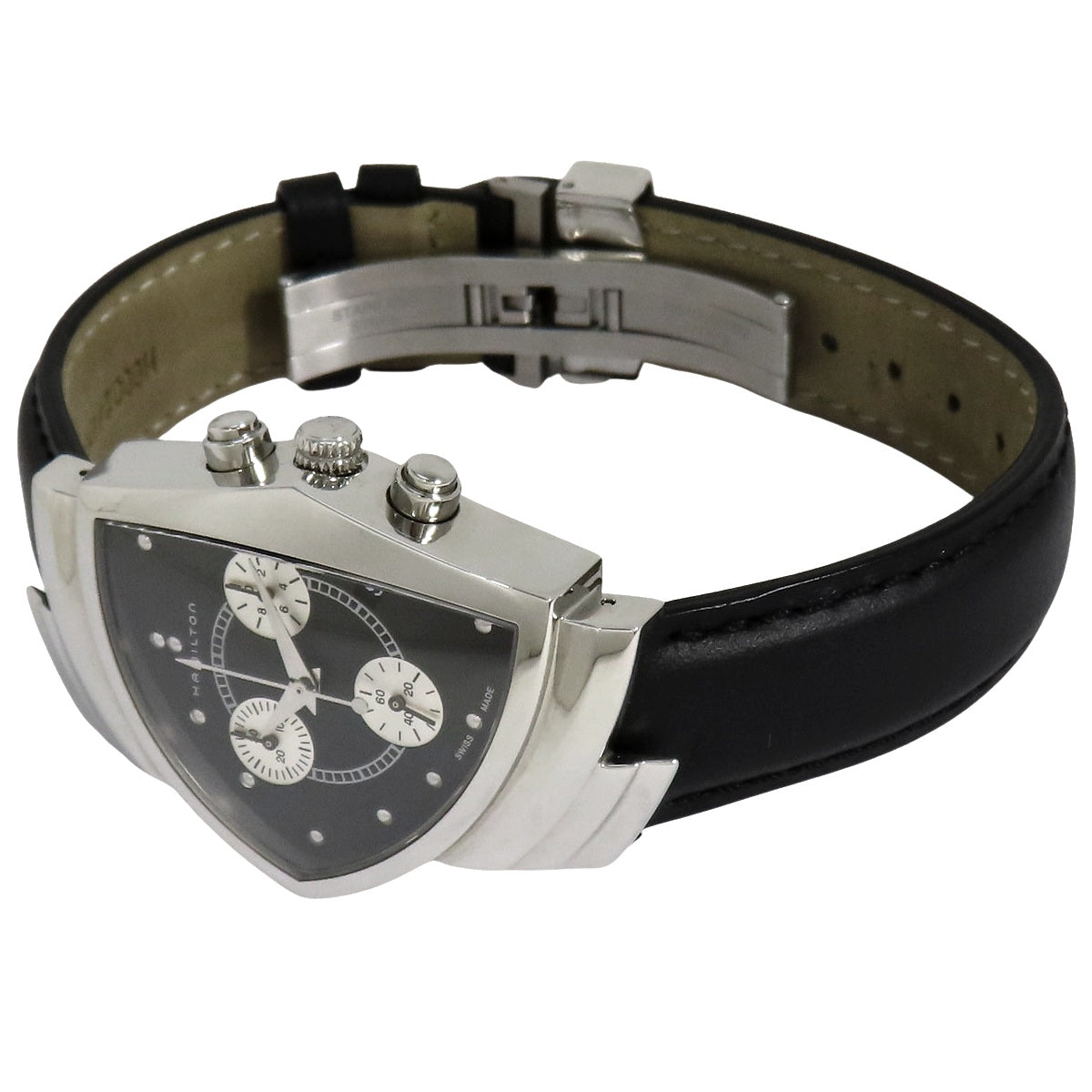Ventura Chrono H24412732 SS/Leather Black Quartz Men's