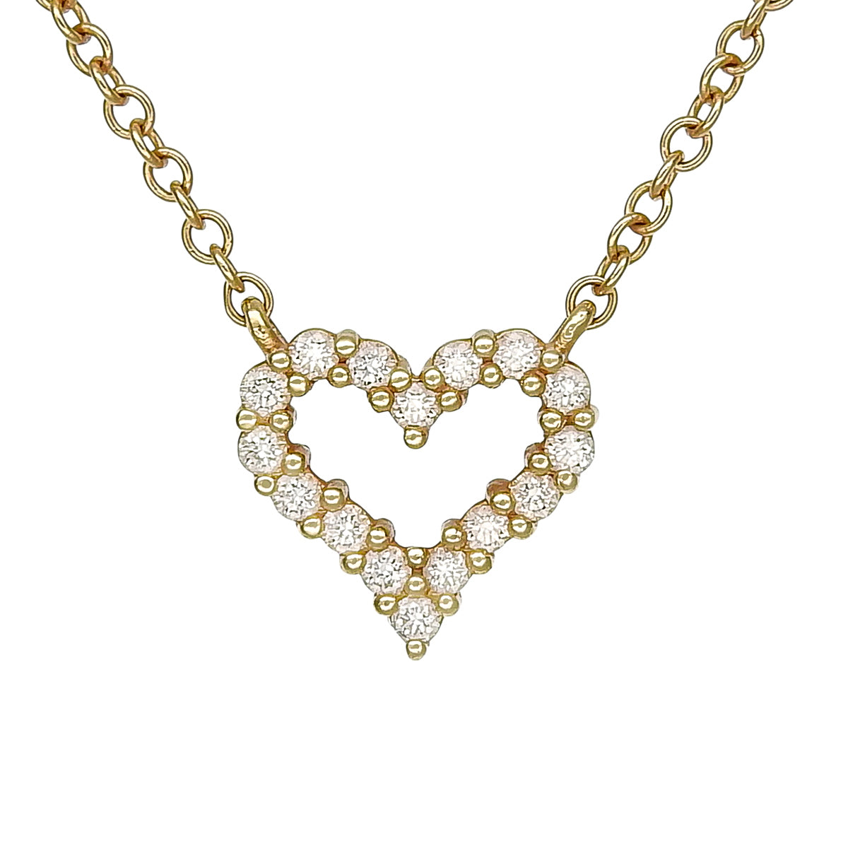 Sentimental Heart Necklace Diamond Yellow Gold K18YG 1.7g