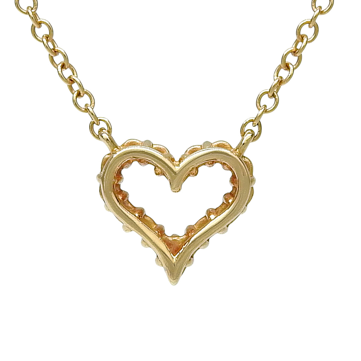 Sentimental Heart Necklace Diamond Yellow Gold K18YG 1.7g