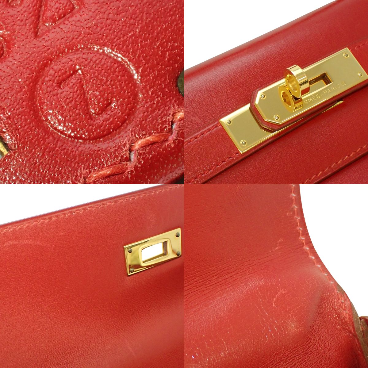 ケリー32 (内縫い) ボックスカーフ ルージュヴィフ ゴールド金具 〇Z刻印