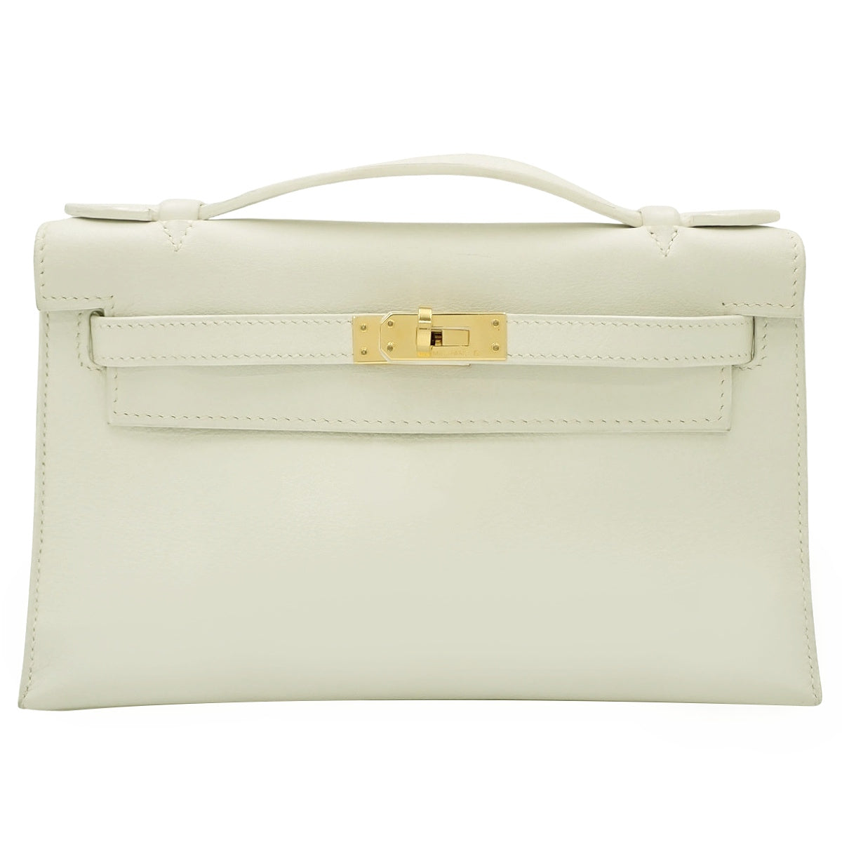 Pochette Kelly Evercolor White Gold hardware □L stamp