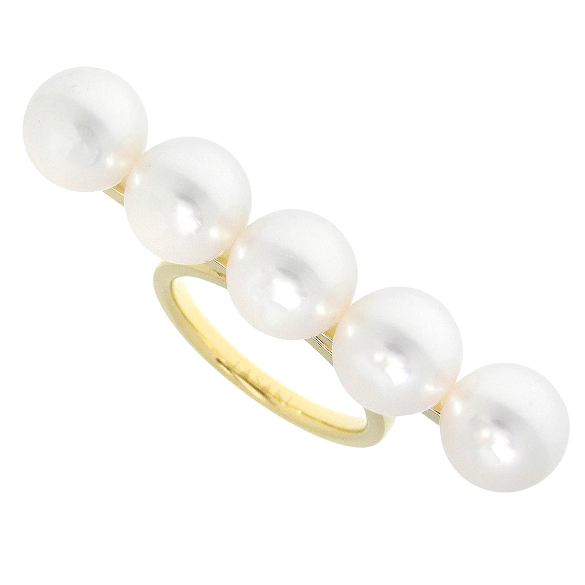 Balance Signature Ring Akoya Pearl Yellow Gold K18YG Size 11.5 (51.5) 9.1g