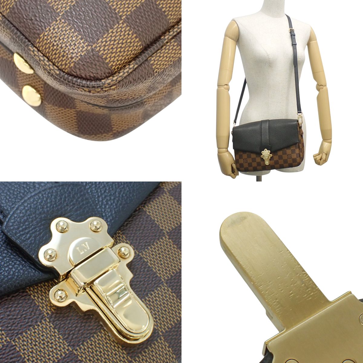 ダミエ・エベヌ クラプトン ダミエキャンバス レザー ブラウン ブラック N44243