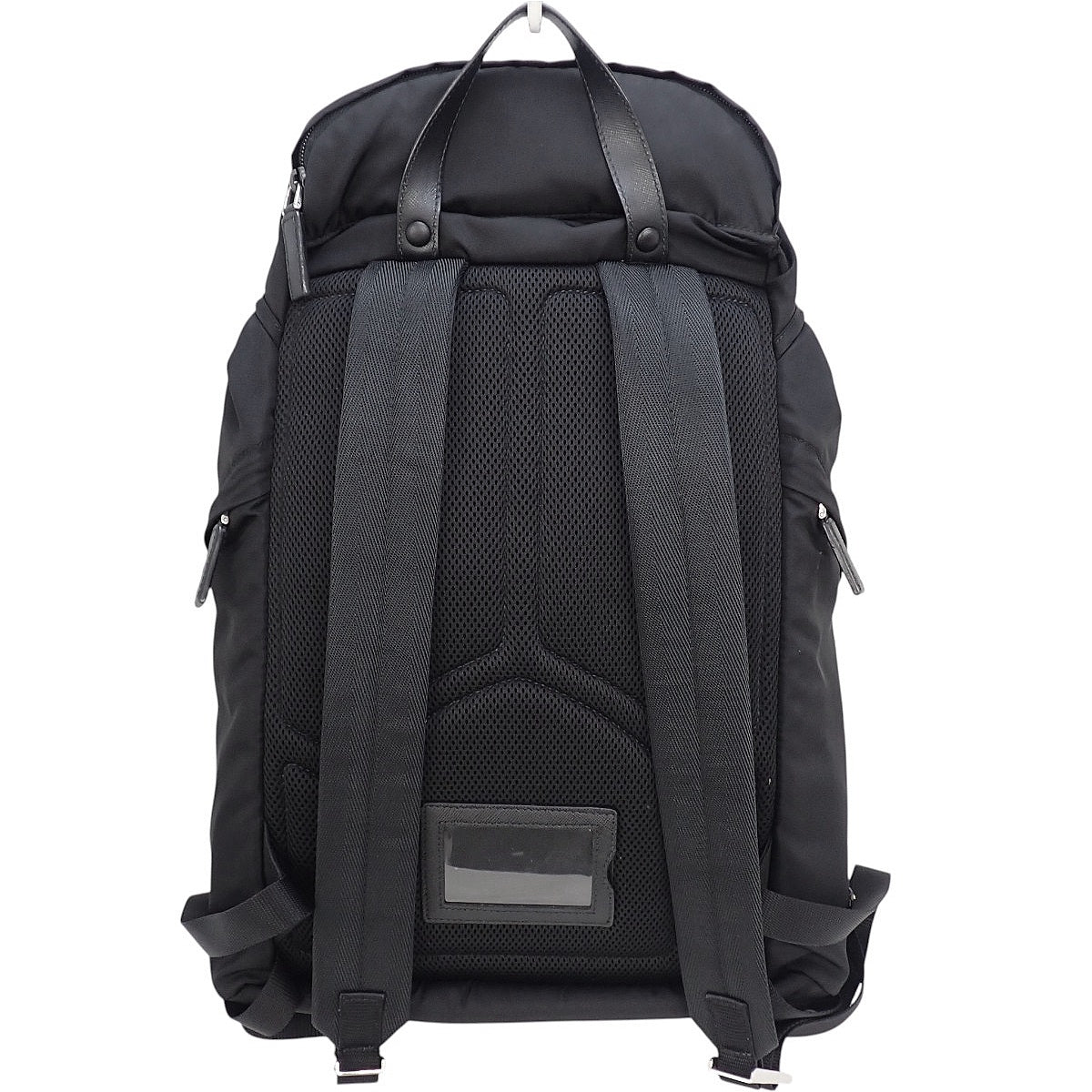 トライアングルロゴ バックパック ナイロン レザー ブラック 2VZ065