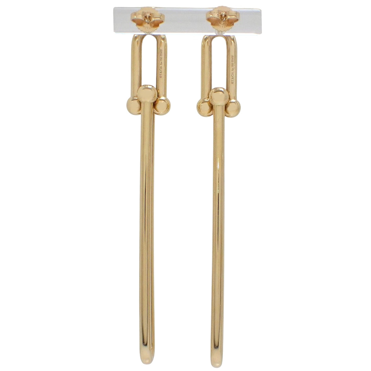 Double Long Link Earrings Yellow Gold K18YG 9.2g
