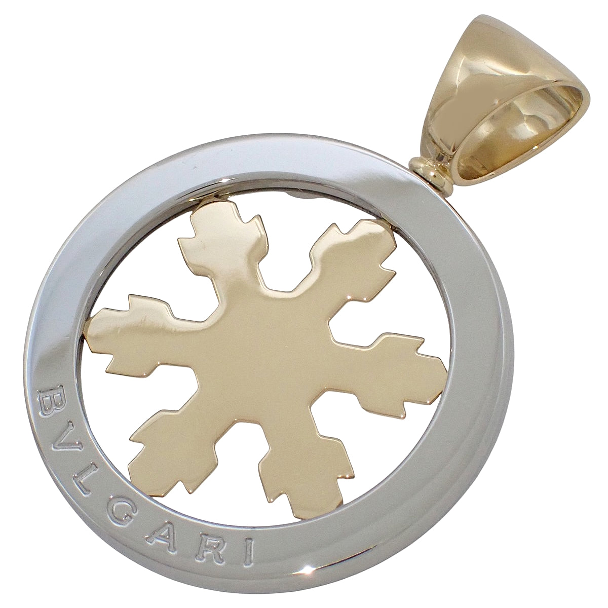 Tondo Snow Pendant Top, Yellow Gold K18YG, Stainless Steel SS, 11.5g