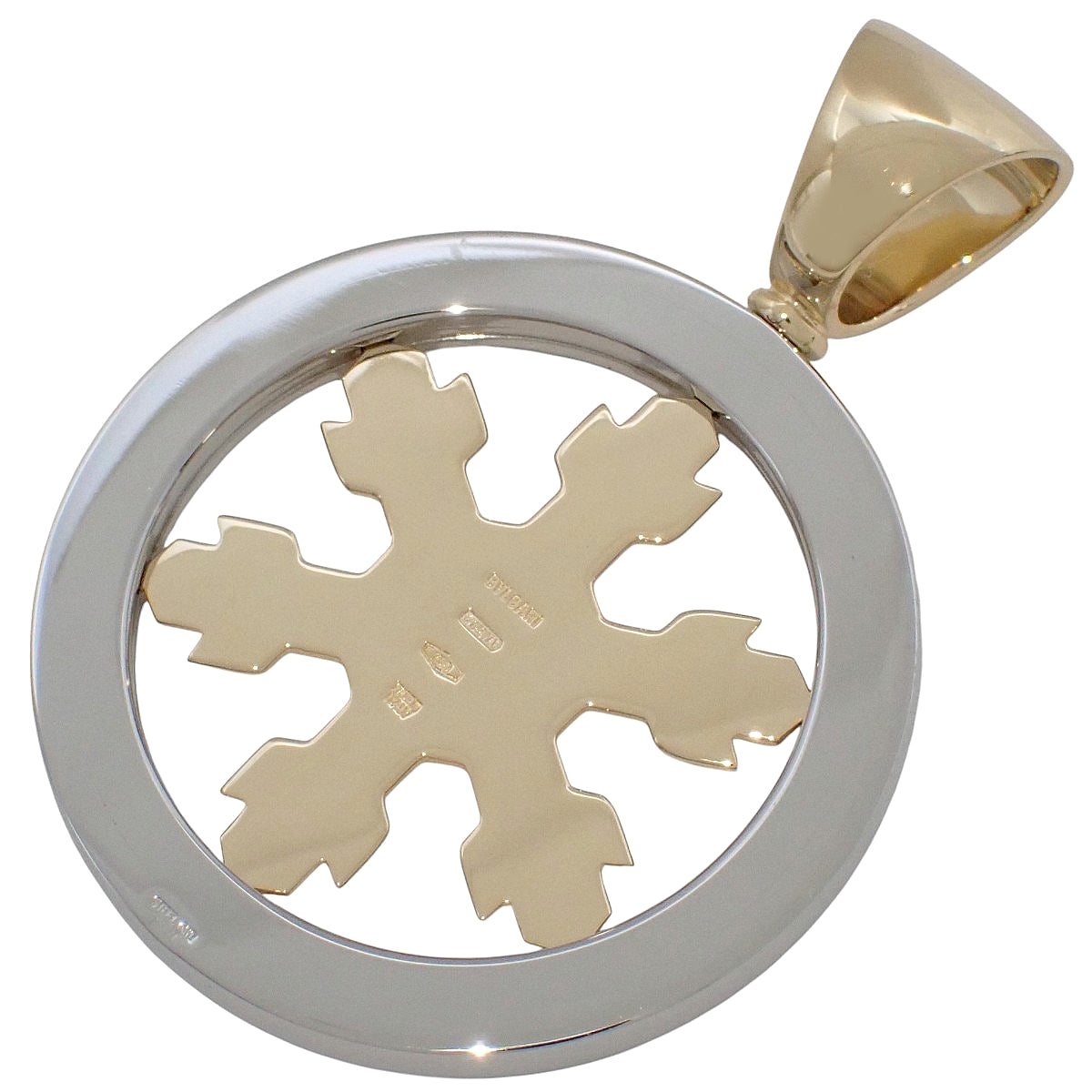 Tondo Snow Pendant Top, Yellow Gold K18YG, Stainless Steel SS, 11.5g