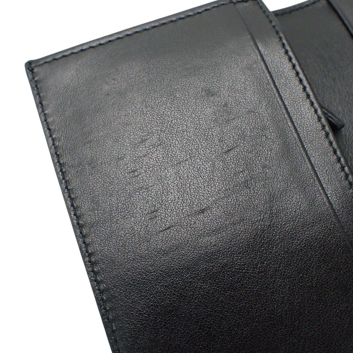Metal Logo Long Wallet Saffiano Leather NERO
