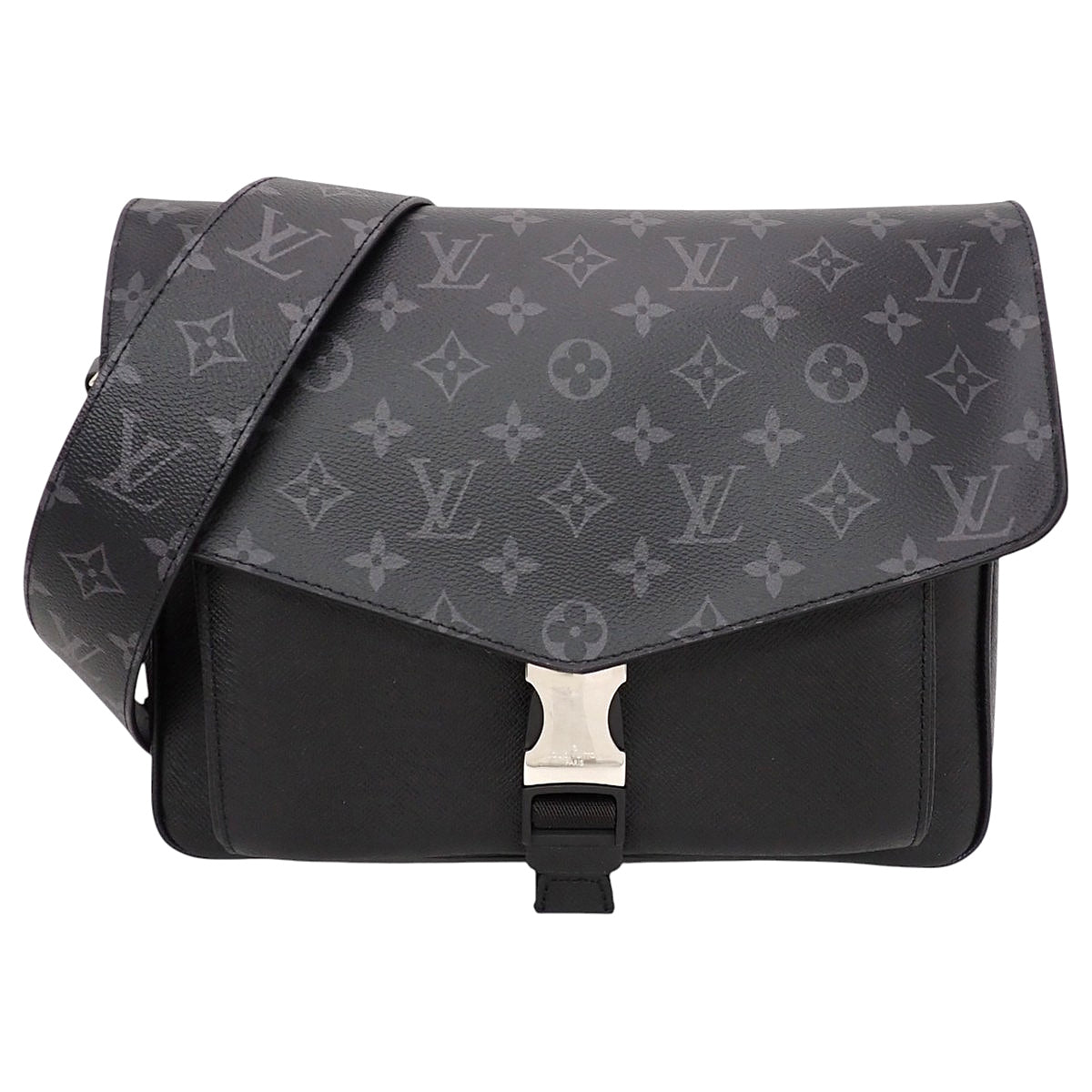 Taigarama Flap Messenger Taiga皮革 Monogram Eclipse 黑色 灰色 M30746