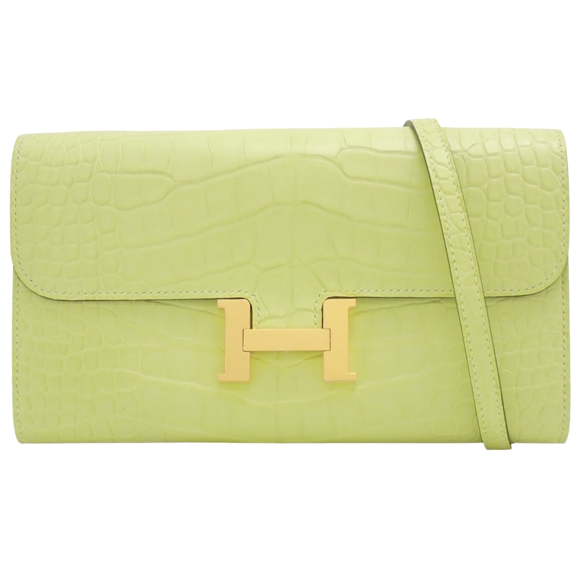 Constance Long To Go, Matte Alligator, Jaune Bourgeon, Gold Hardware, U Stamp