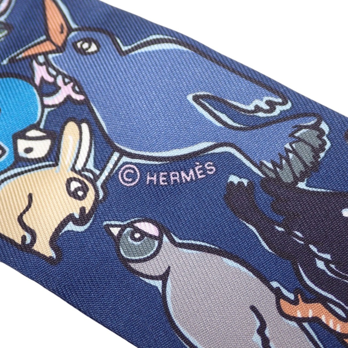 Mille et Un Lapins Twilly, silk, marine/cobalt/ciel, H064007S