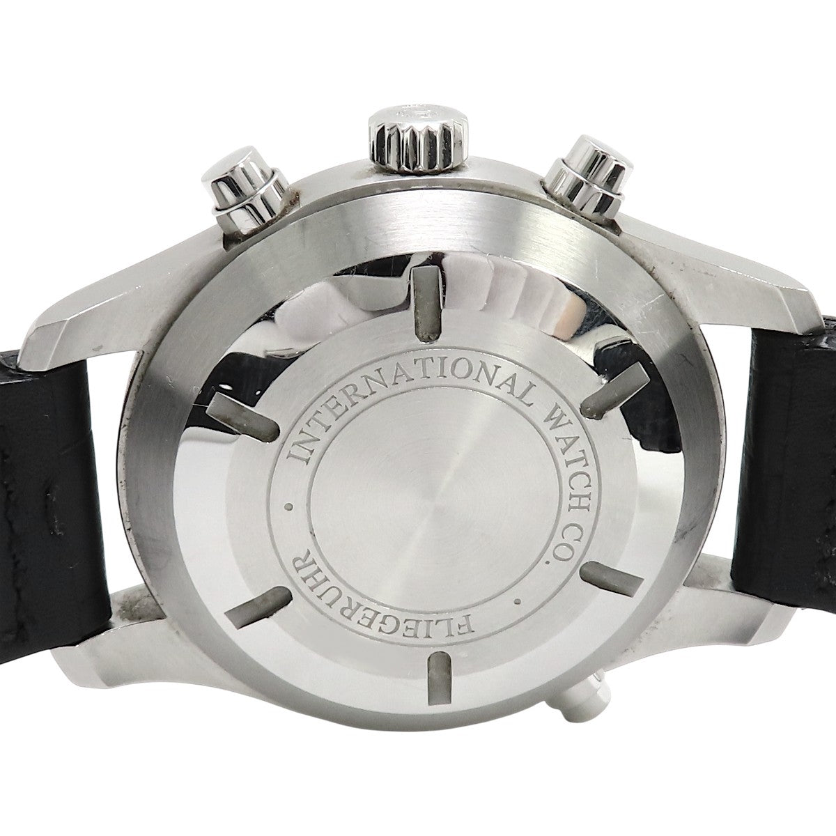 Pilot's Watch Double Chronograph IW377801 SS/Leather Black Automatic Men's