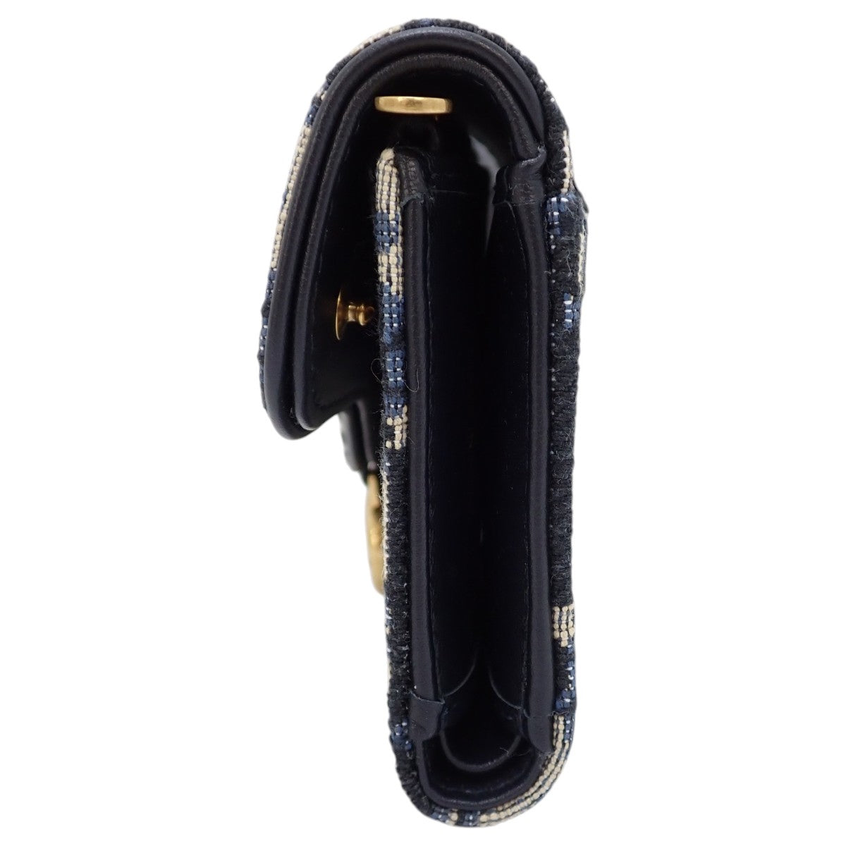 トロッター SADDLE ロータスウォレット ディオール オブリークジャガード ネイビー ブルー ベージュ S5652CTZQ_M928