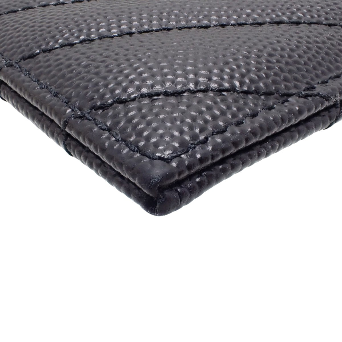 Monogram card case in black grained poodle embossed leather 423291