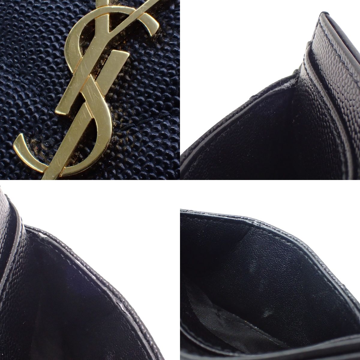 Monogram card case in black grained poodle embossed leather 423291