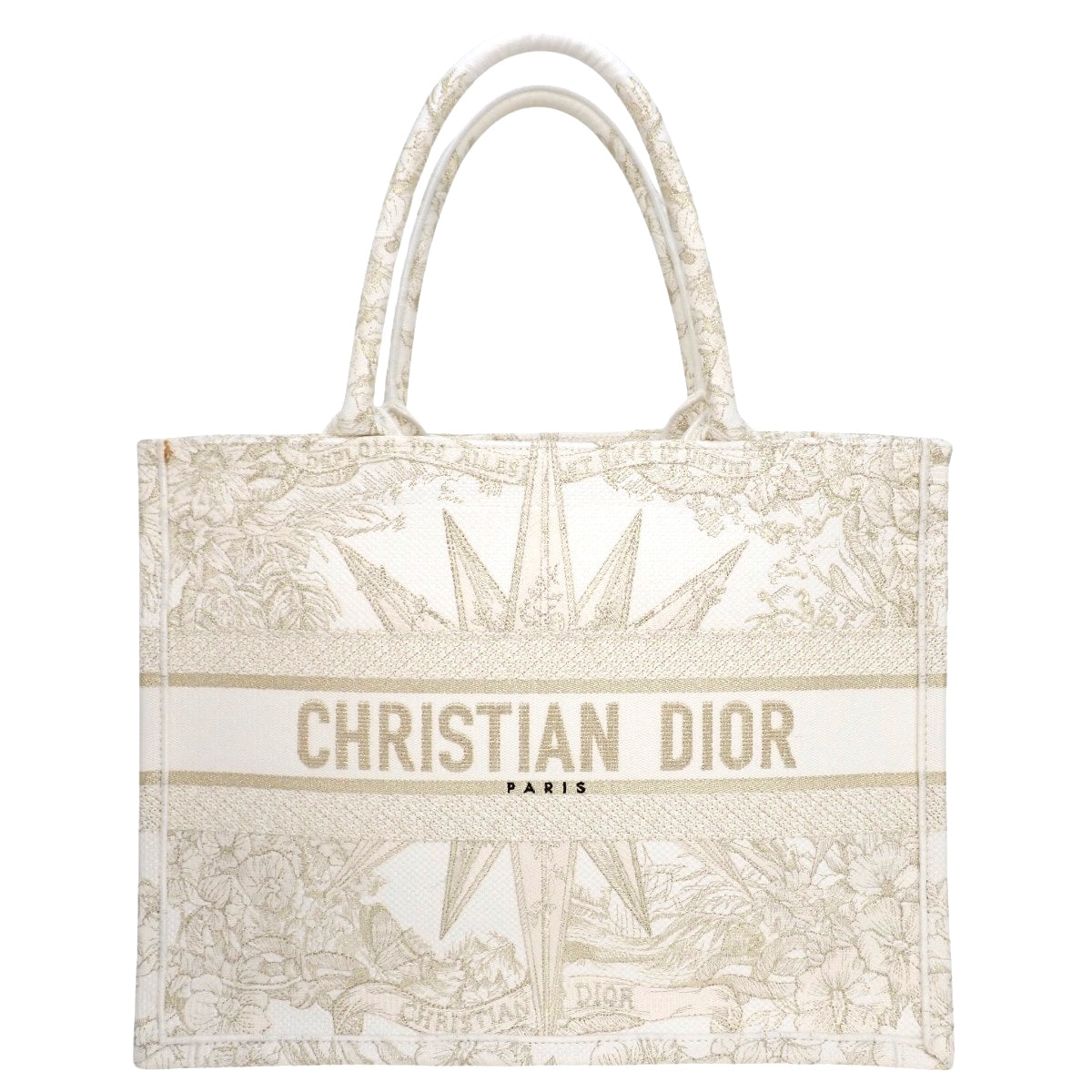 Dior Book Tote バッグ ミディアム キャンバス ホワイト ゴールド ドバイ限定