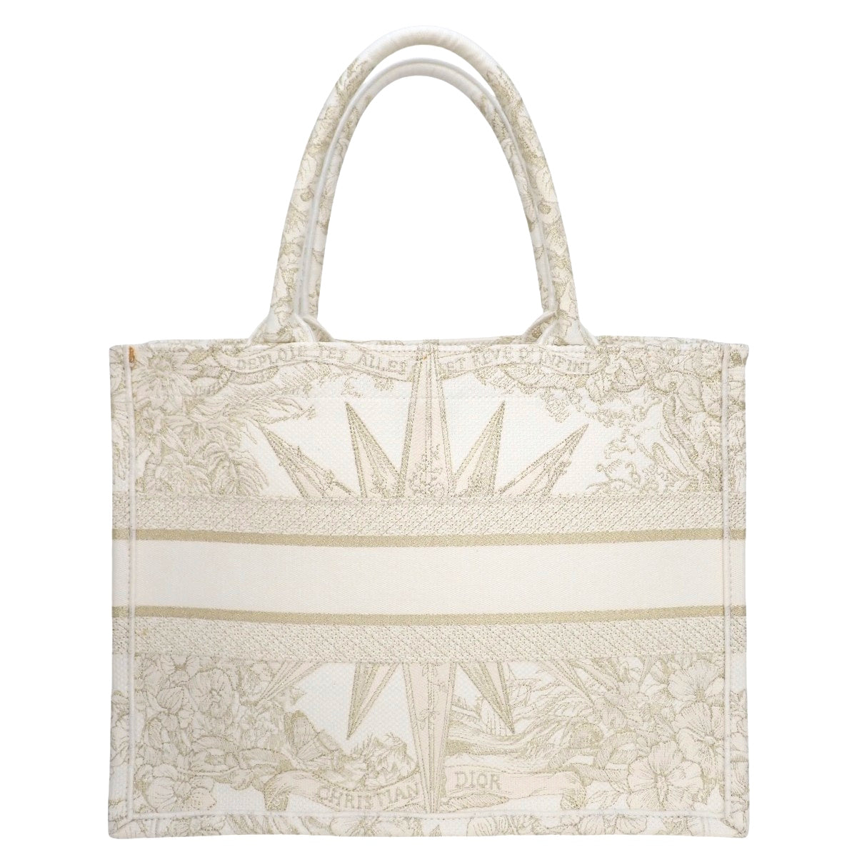 Dior Book Tote バッグ ミディアム キャンバス ホワイト ゴールド ドバイ限定