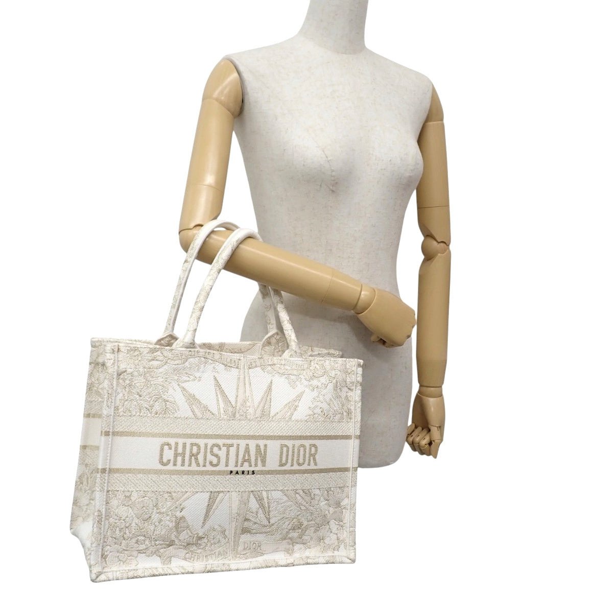 Dior Book Tote 包袋 中号 帆布 白色 金色 迪拜限定