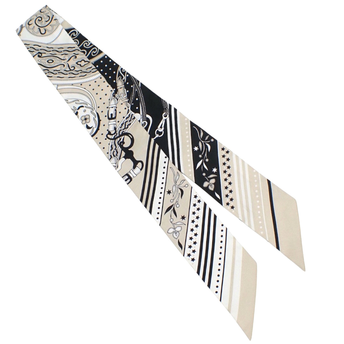 Festival des Amazones Bandana アマゾンの祭典・バンダナ ツイリー シルク グレージュ ノワール ブラン H064217S 04