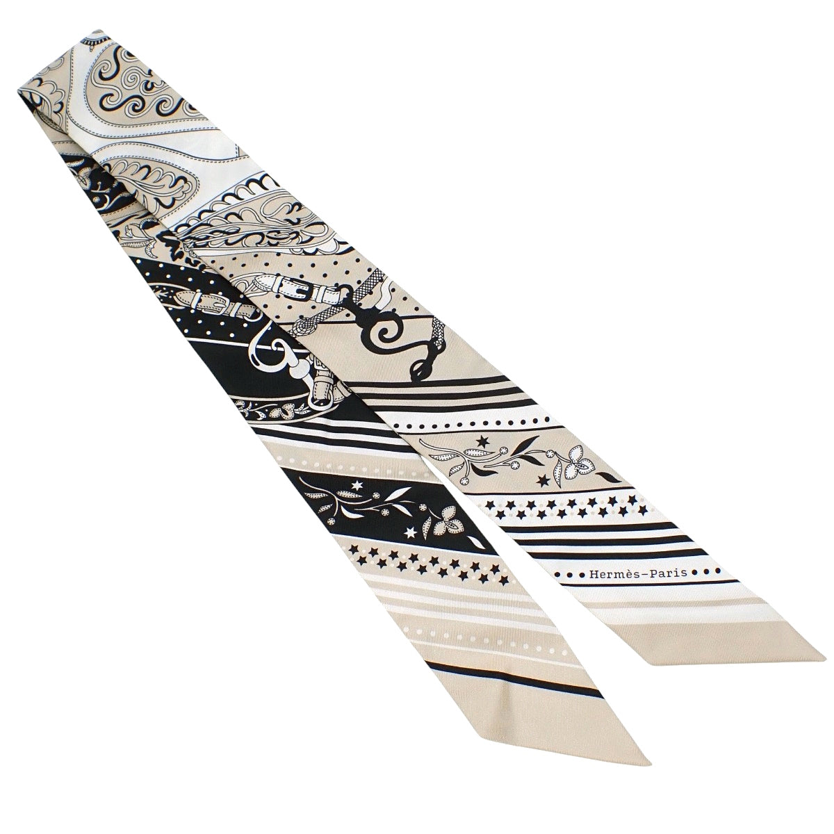 Festival des Amazones Bandana アマゾンの祭典・バンダナ ツイリー シルク グレージュ ノワール ブラン H064217S 04