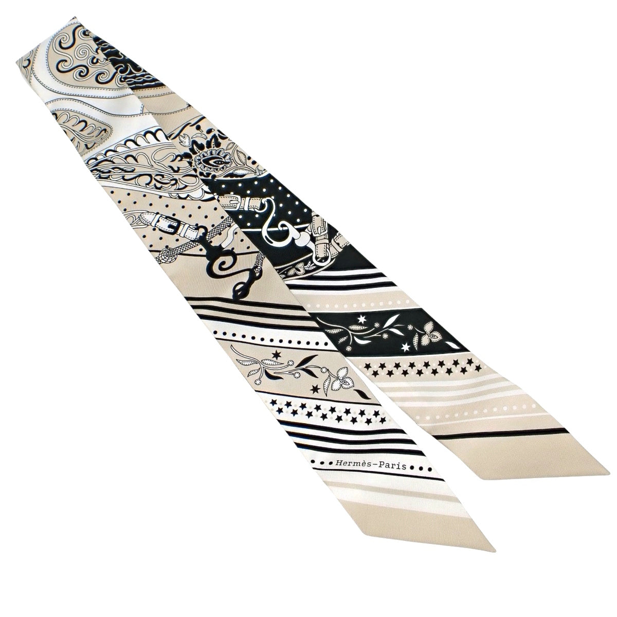 Festival des Amazones Bandana アマゾンの祭典・バンダナ ツイリー シルク グレージュ ノワール ブラン H064217S 04