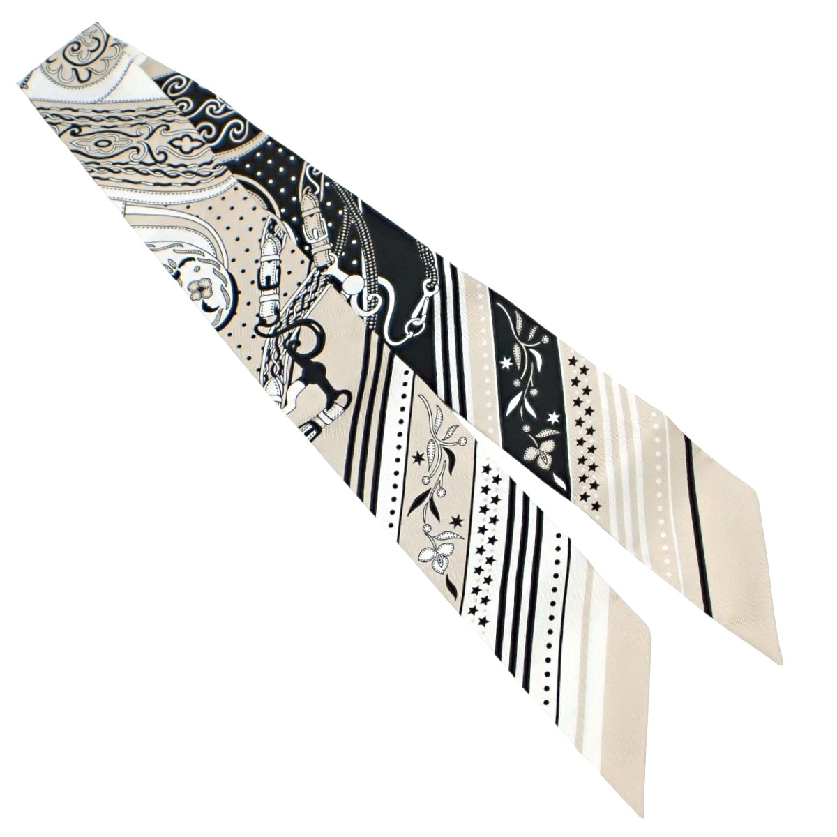 Festival des Amazones Bandana アマゾンの祭典・バンダナ ツイリー シルク グレージュ ノワール ブラン H064217S 04